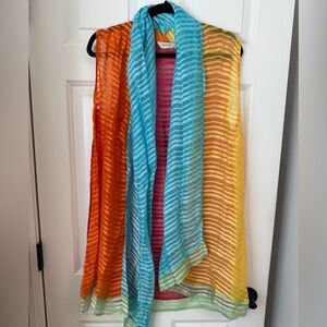 Anu Kimono Shawl One Size Silk Striped Colorblock Colorful Bohemian Flowy Resort